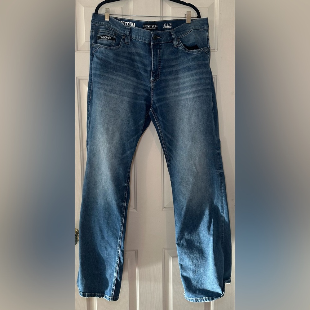 Howitzer Tactical Jeans Mens 40x34 Blue Straight Freedom Med Wash Stretch Denim.